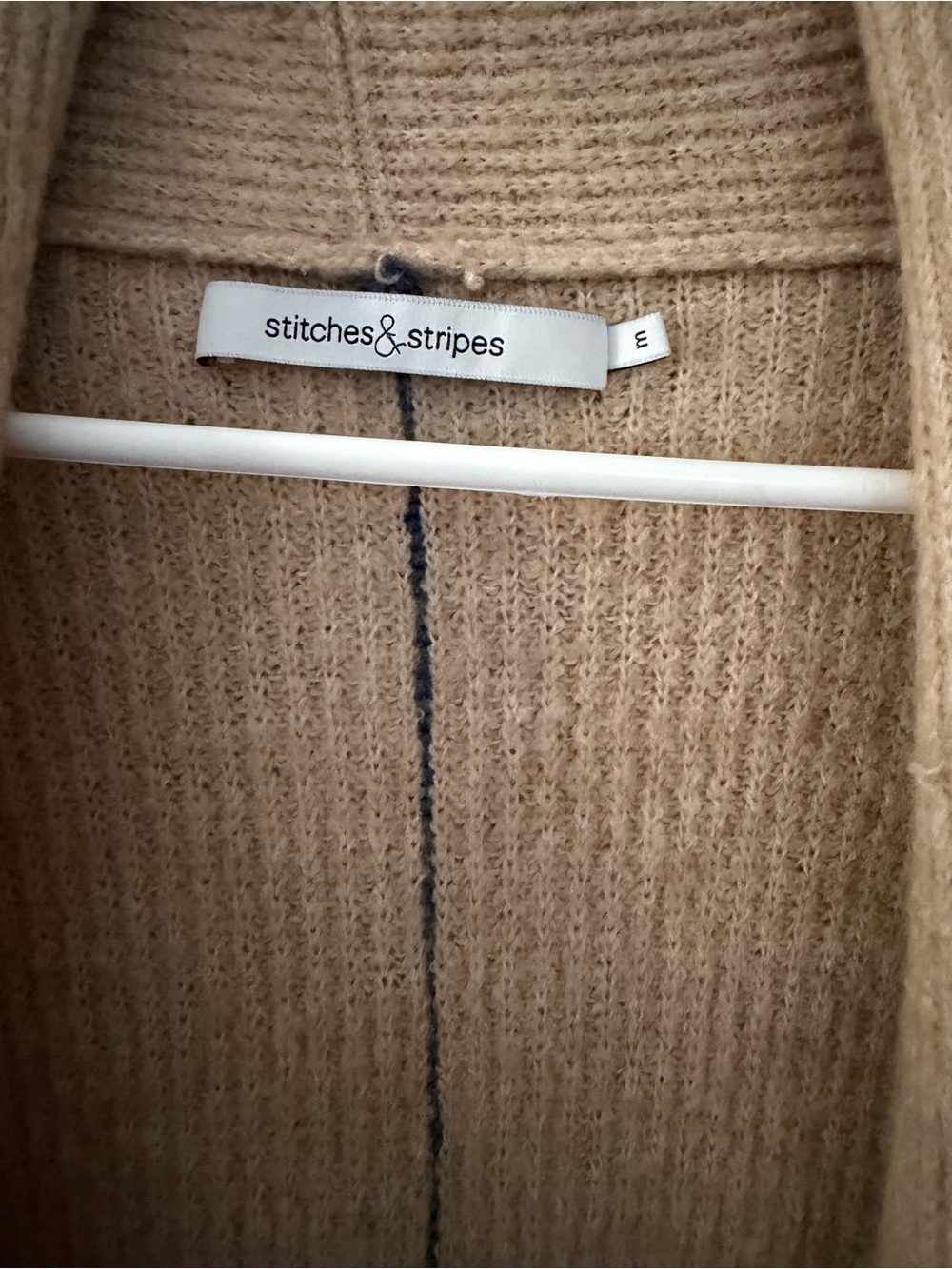 Beige Open-Front Ribbed Cardigan Sweater - Picture 3 of 3